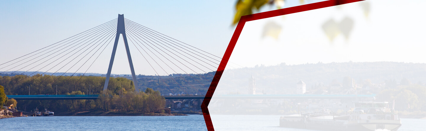 Foto der Raiffeisenbrücke bei Neuwied; Sitz unseres BTZ der FAW