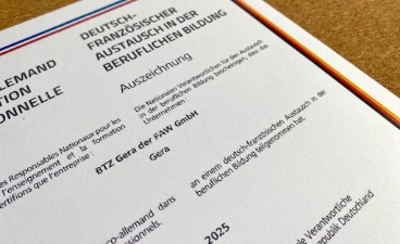 Foto: Ausschnitt der Teilnahmebescheinigung am internationalen Austauschprogramm mit der Partnerstadt Lillet.