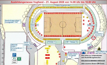 Symbolbild für die Ausbildungsmesse: Lageplan der Messestände im Vogtlandstadion Plauen. 