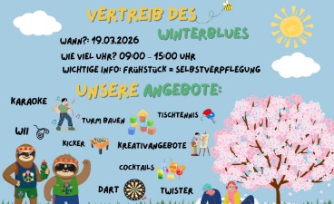 Werbung für die Veranstaltung mit Angabe der Angebote des Tages